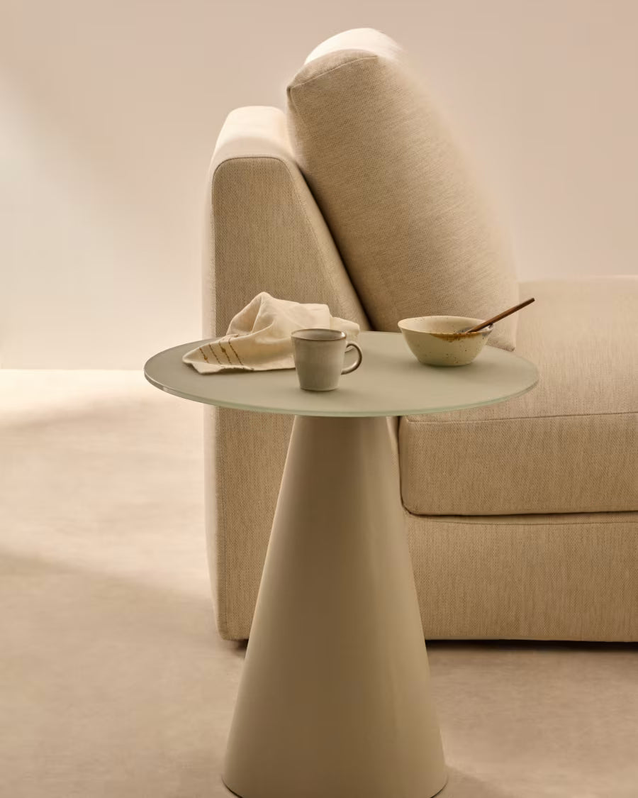 Wilshire tempered glass and metal side table with a matte grey finish 50 cm