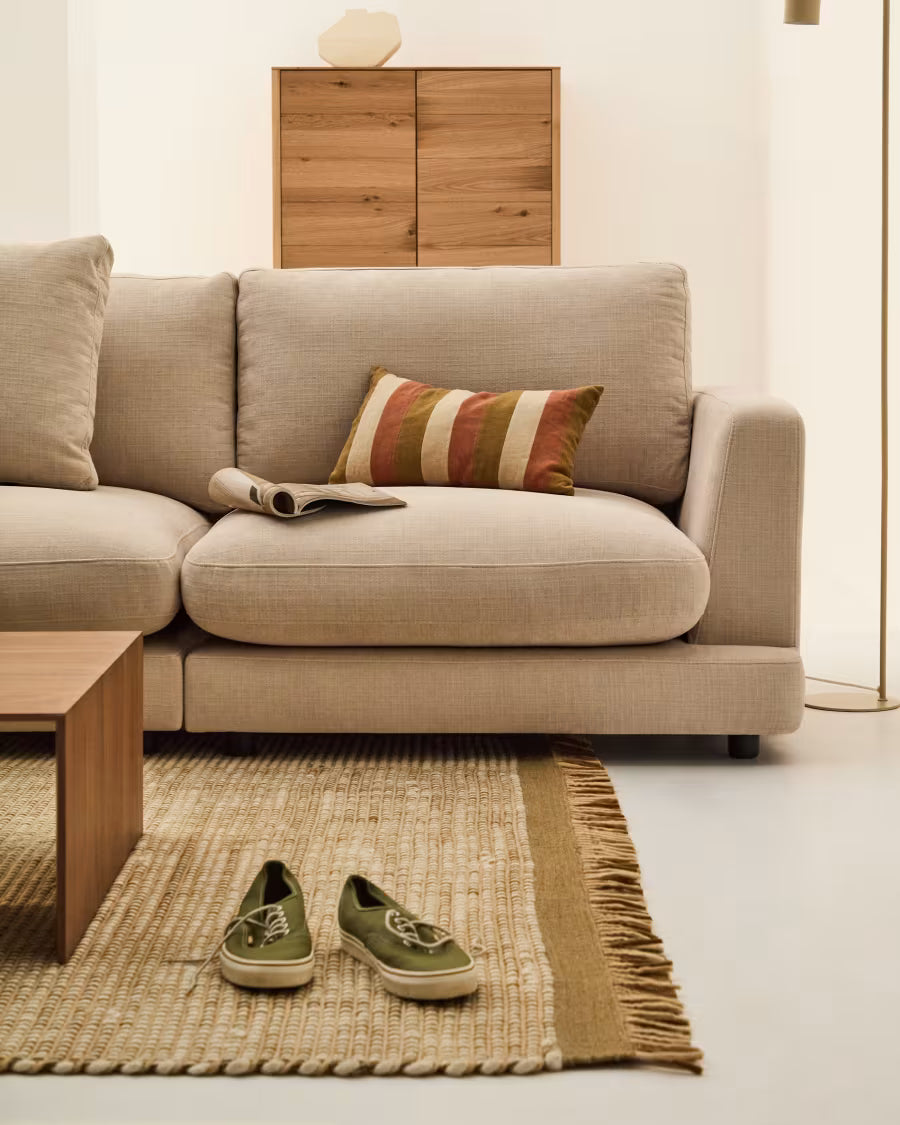 Nivran multicoloured striped 100% linen cushion 30 x 50cm