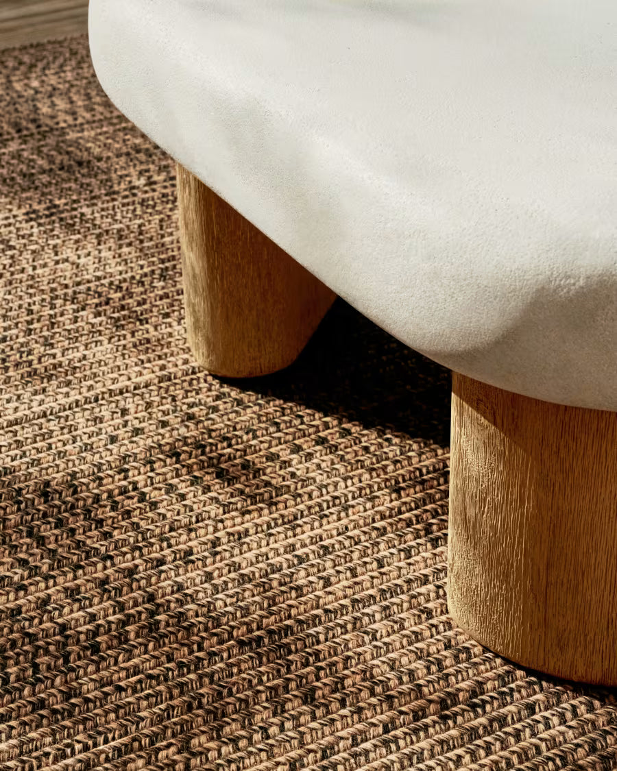 Labra coffee table in cement and acacia wood 140 x 70cm