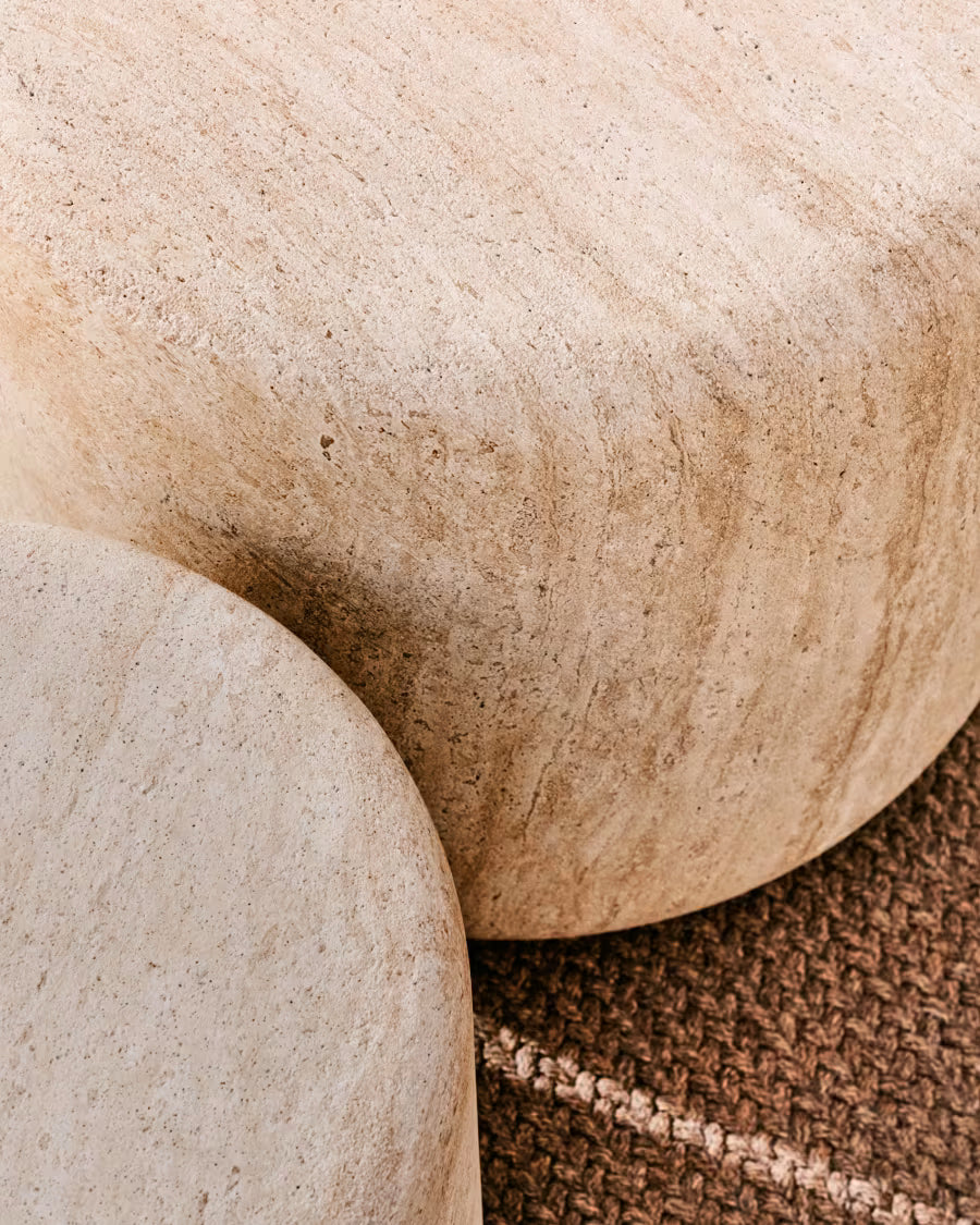 Drasi Cement Side Table with travertine-effect finish 60cm