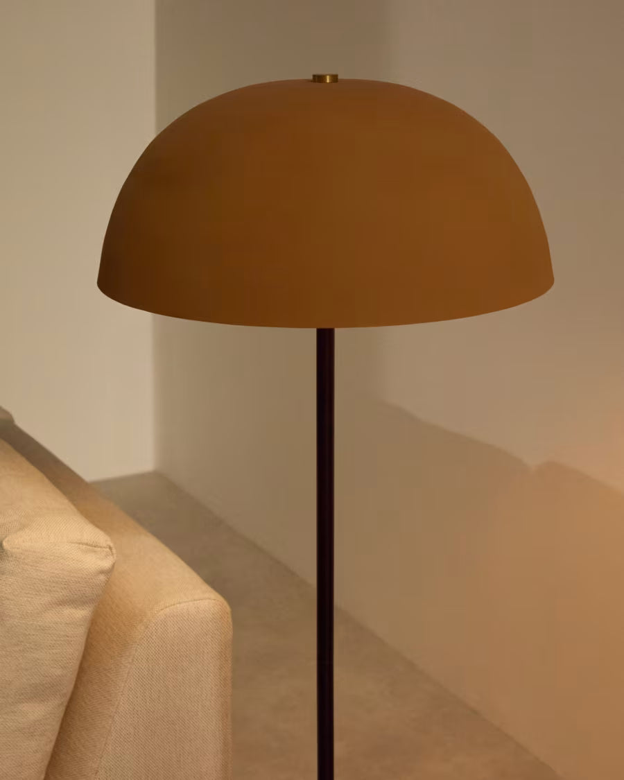 Nibla black metal floor lamp with terracotta effect shade
