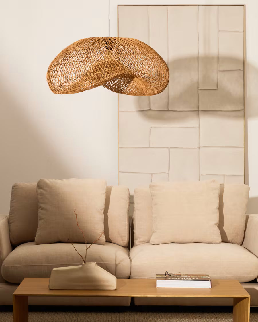 Isora rattan ceiling lamp shade with natural finish 80 x 35cm