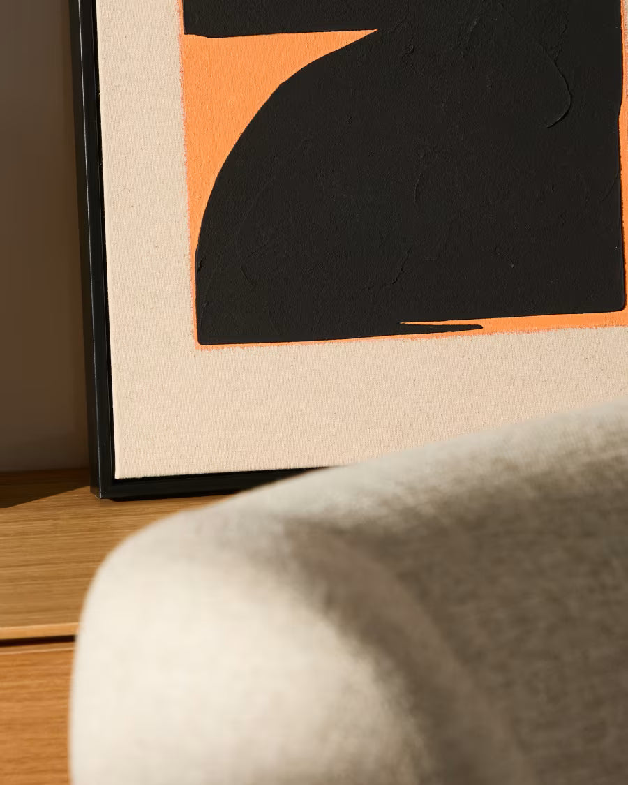 Zernu hand-painted orange and black in linen abstract picture