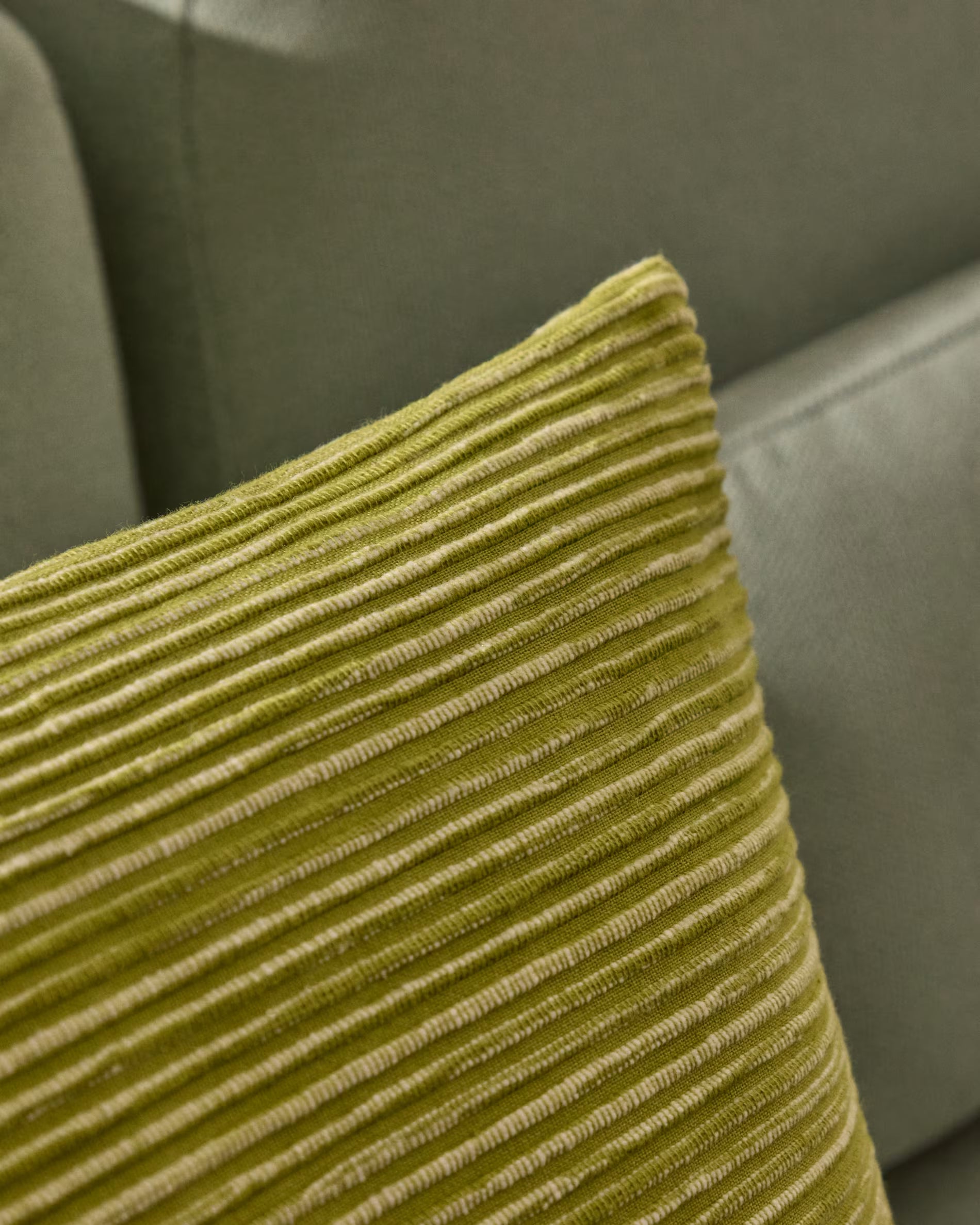 Niera green striped cotton jacquard cushion 45 x 45cm