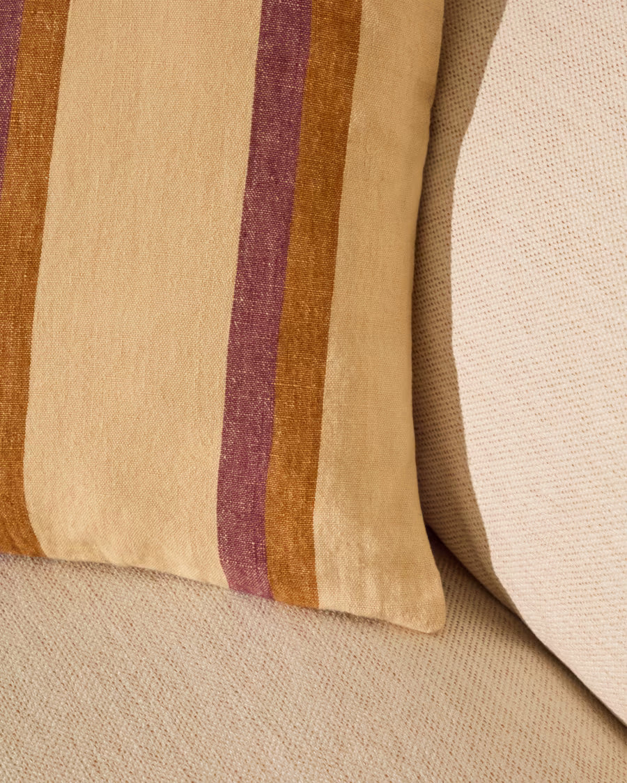 Arven multicoloured striped 100% linen cushion 45 x 45cm