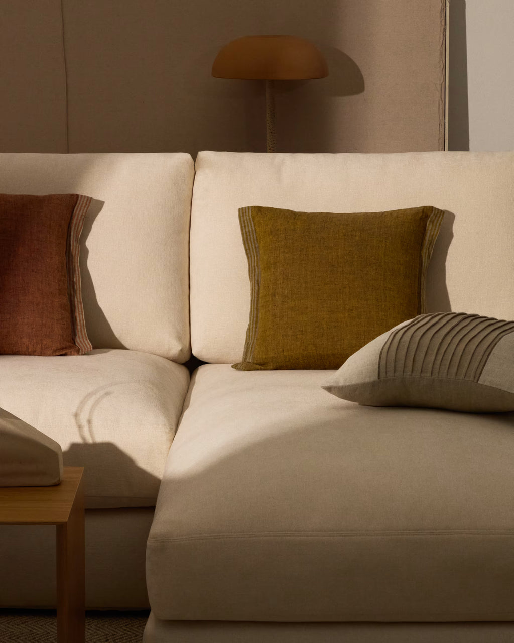 Niven mustard 100% melange linen cushion 45 x 45cm