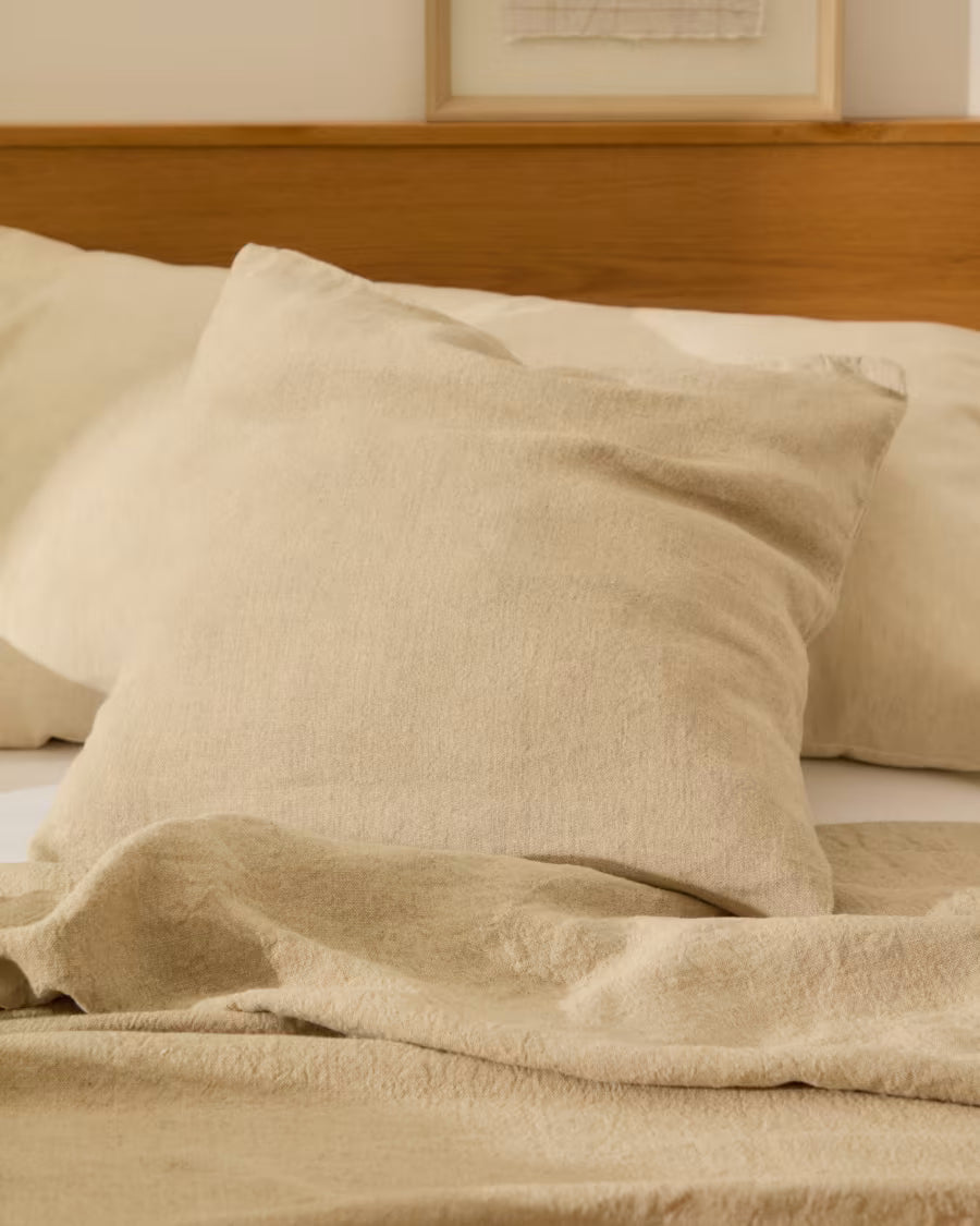 Tandi beige 100% linen bedspread