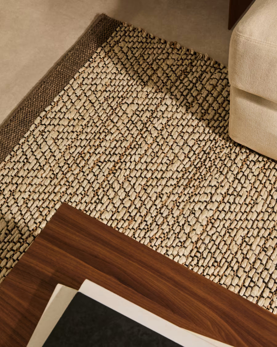 Arpe beige jute jacquard rug 160 x 230cm