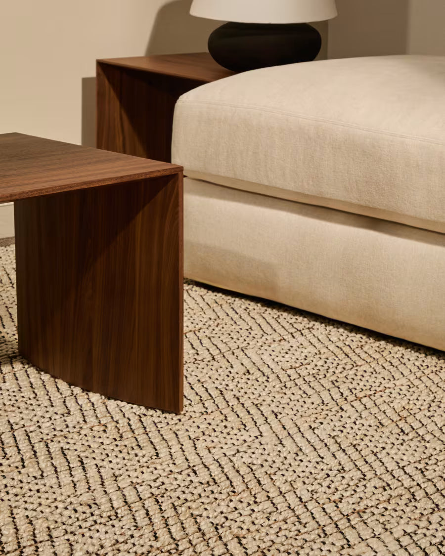 Arpe beige jute jacquard rug 160 x 230cm