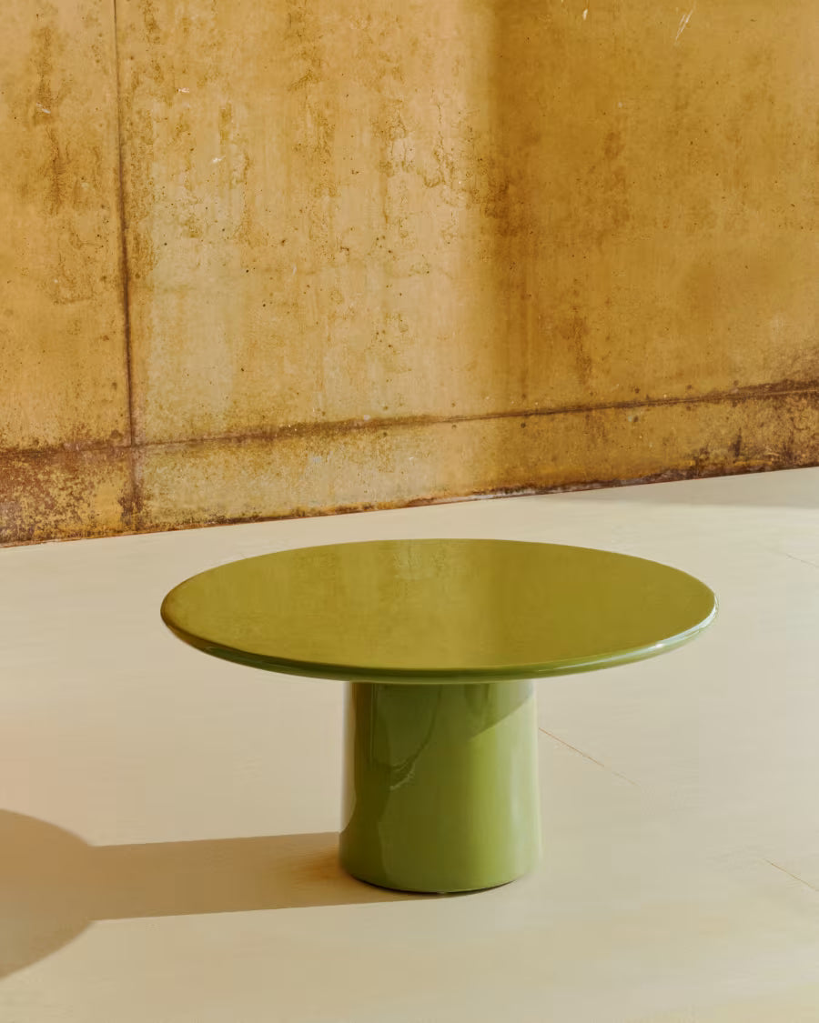 Albanella coffee table in cement with glossy green finish ?85cm