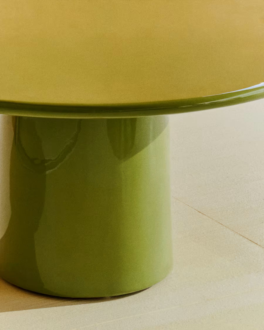 Albanella coffee table in cement with glossy green finish ?85cm