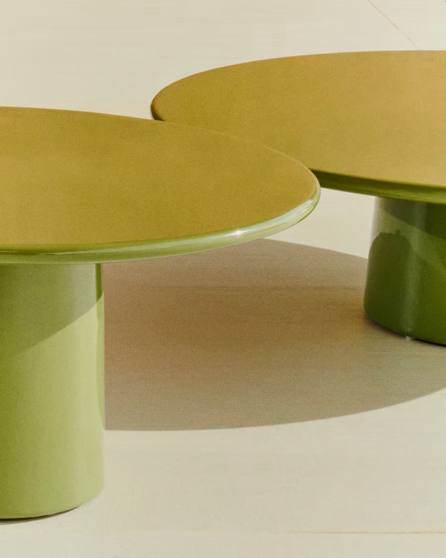 Albanella coffee table in cement with glossy green finish ?85cm