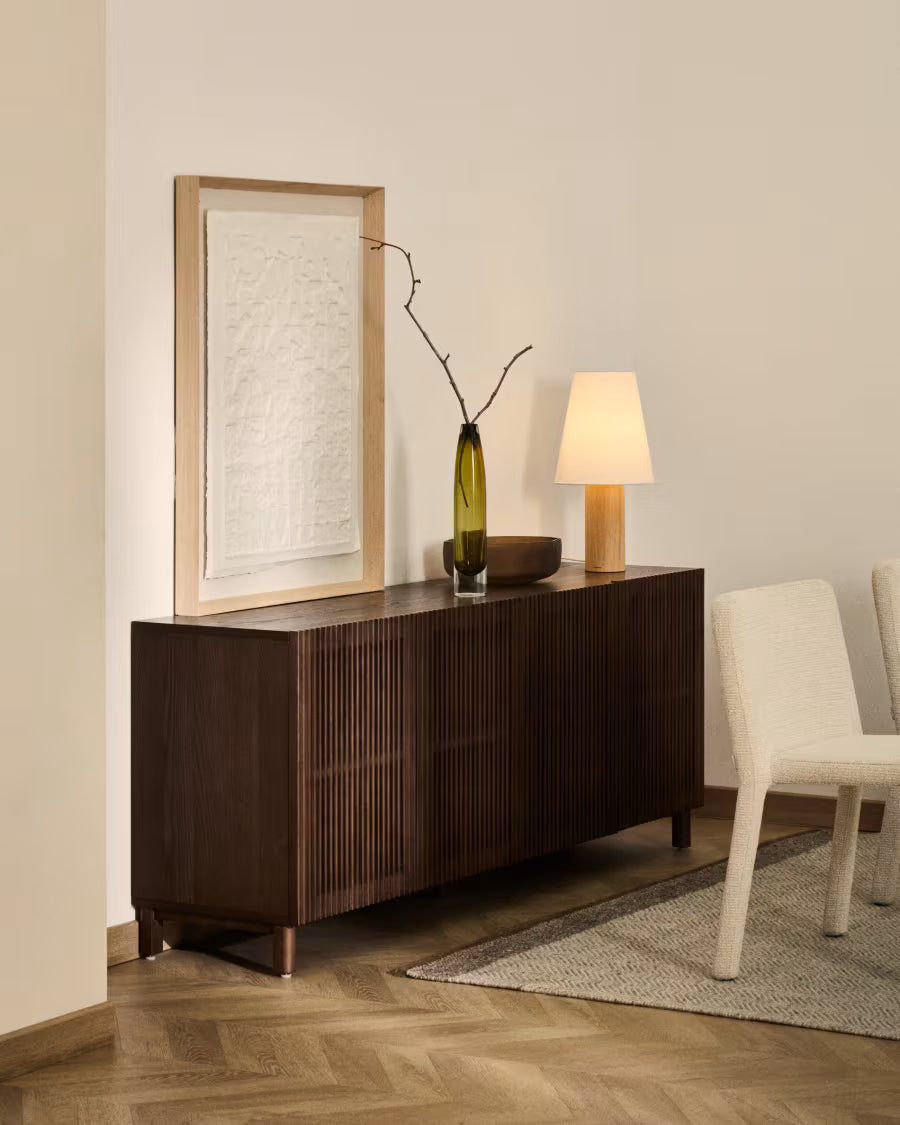 Beyla Sideboard in ash veneer and solid ash wood with walnut finish 181 x 71.5cm