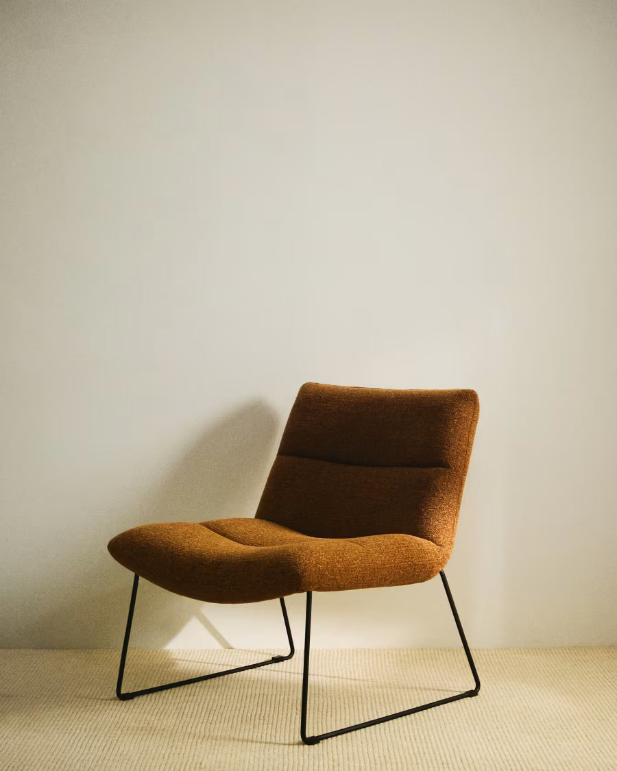 Asen Terracotta Chenille Armchair.