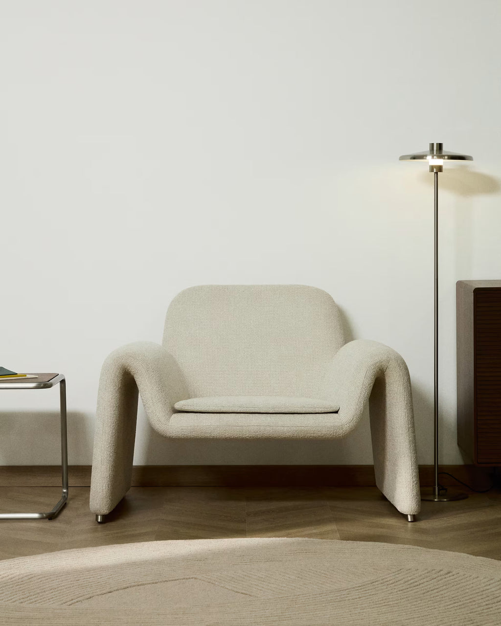 Melvia Beige Chenille Armchair