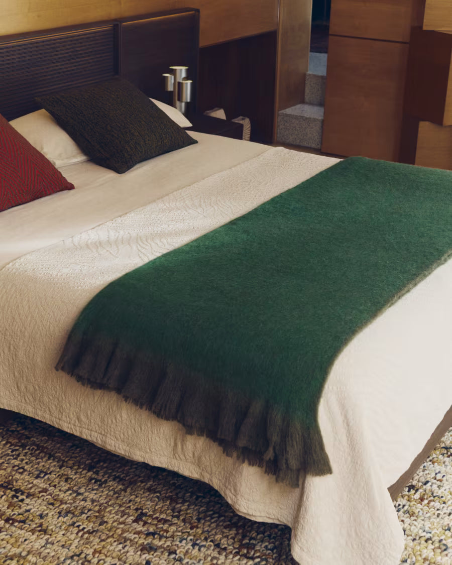 Mabile blue striped jacquard 100% cotton bedspread