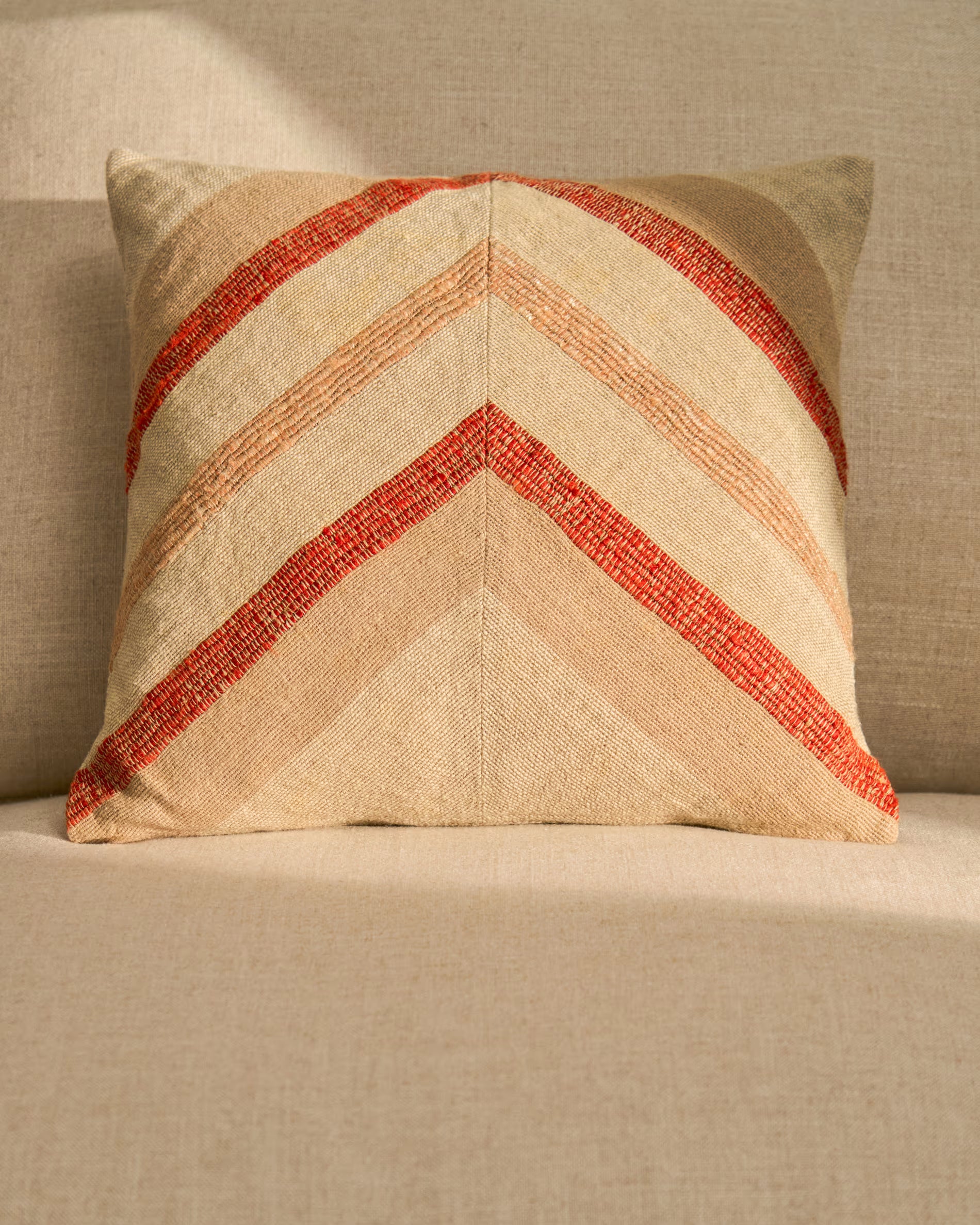 Taraia terracotta and beige cotton cushion 45x45cm.