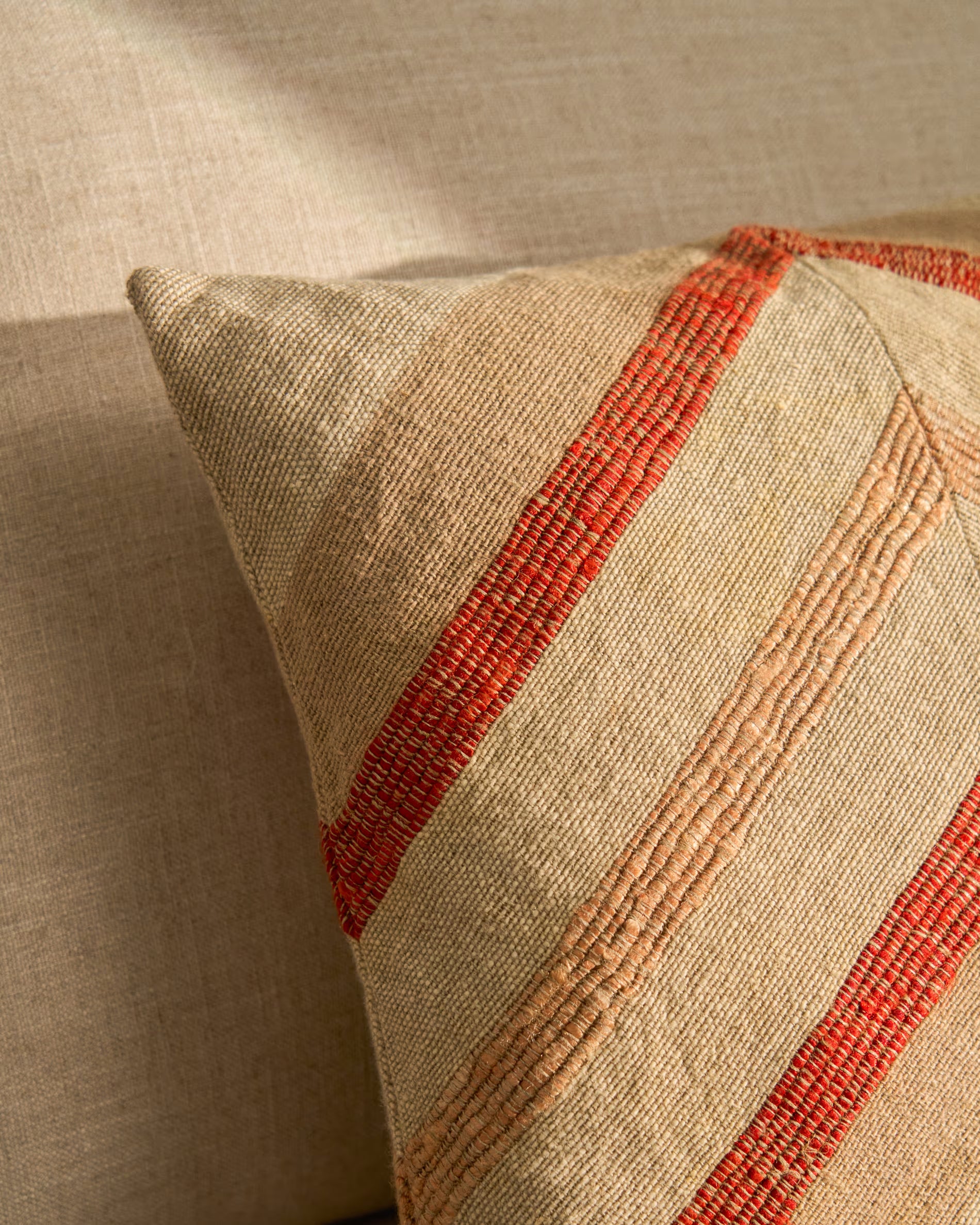 Taraia terracotta and beige cotton cushion 45x45cm.