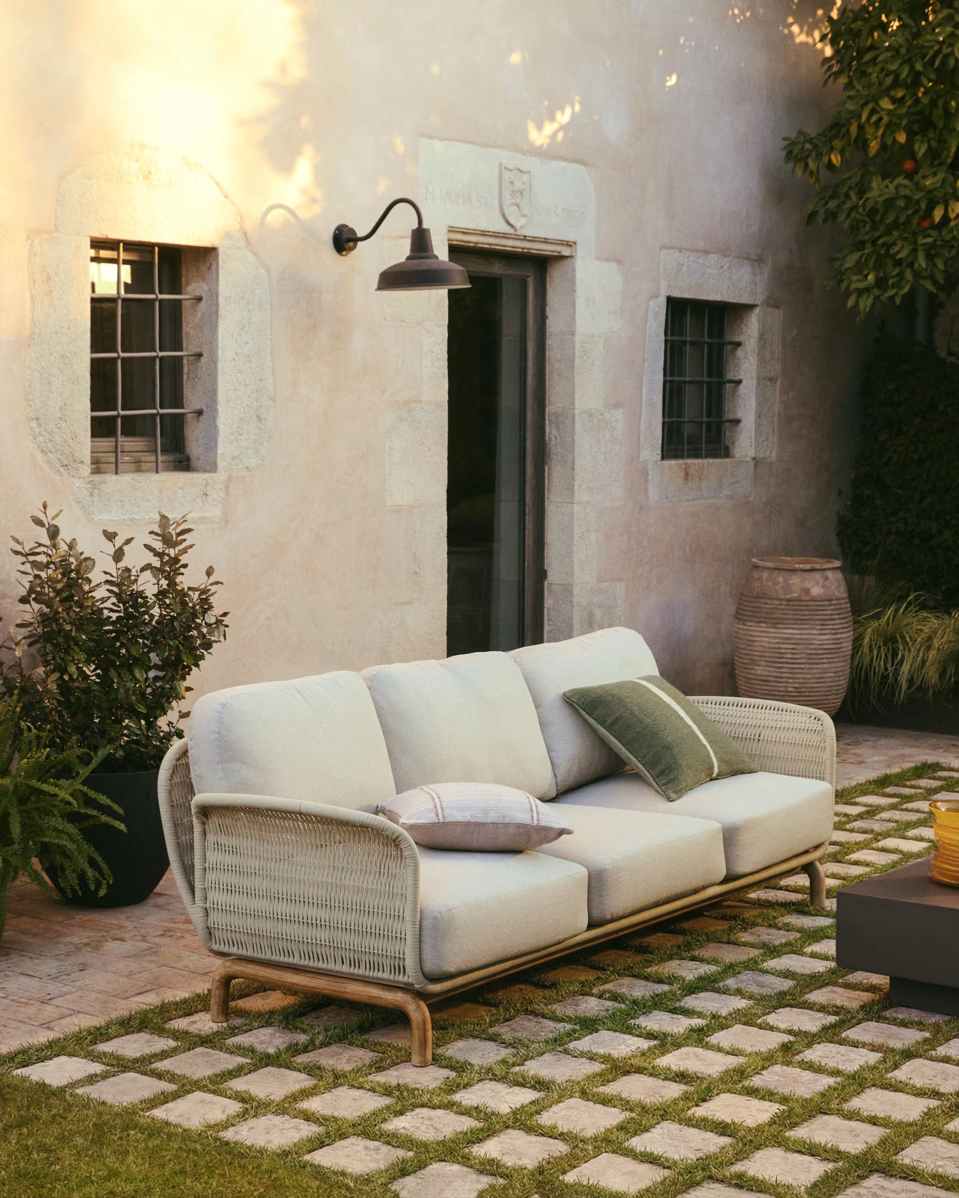 Alipa 3-seater sofa in ecru rope cord 235cm