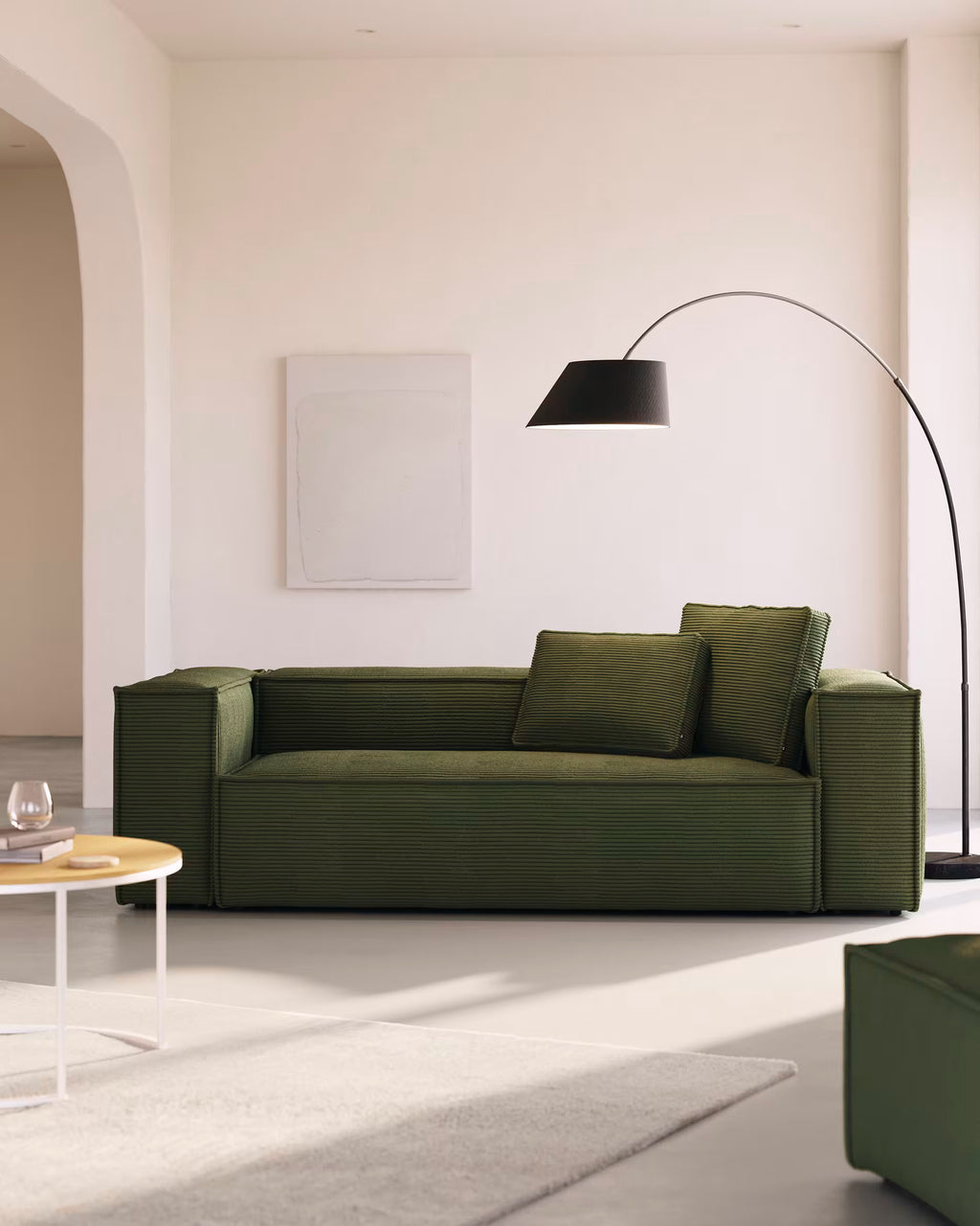 Blok 3-seater sofa in green thick corduroy 240cm 