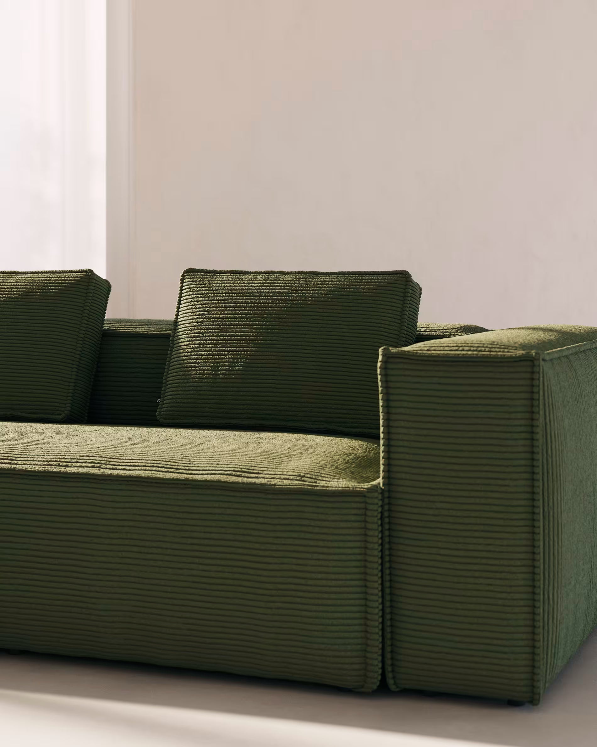 Blok 3-seater sofa in green thick corduroy 240cm 