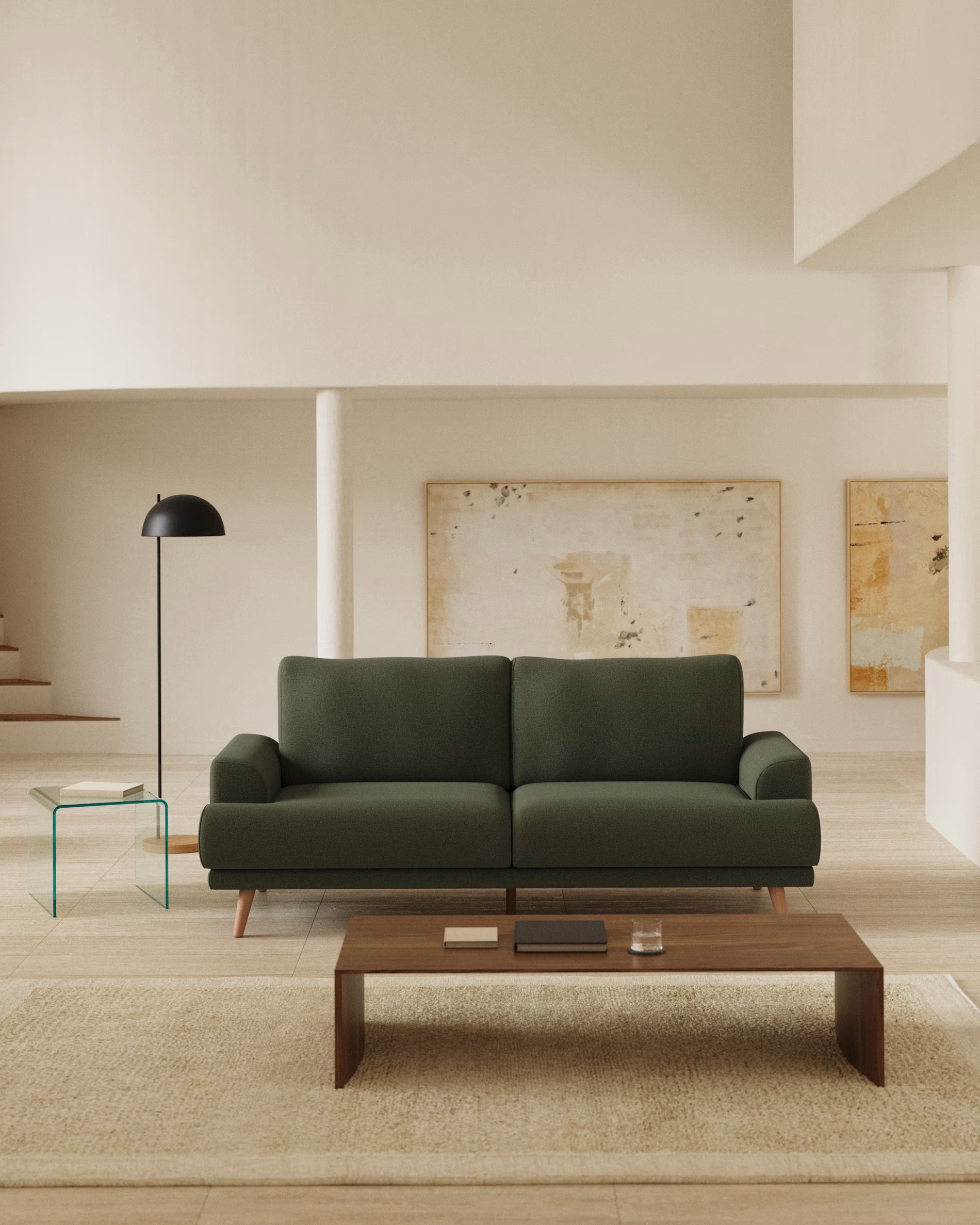 Karin 3-seater sofa in dark green chenille 231 cm