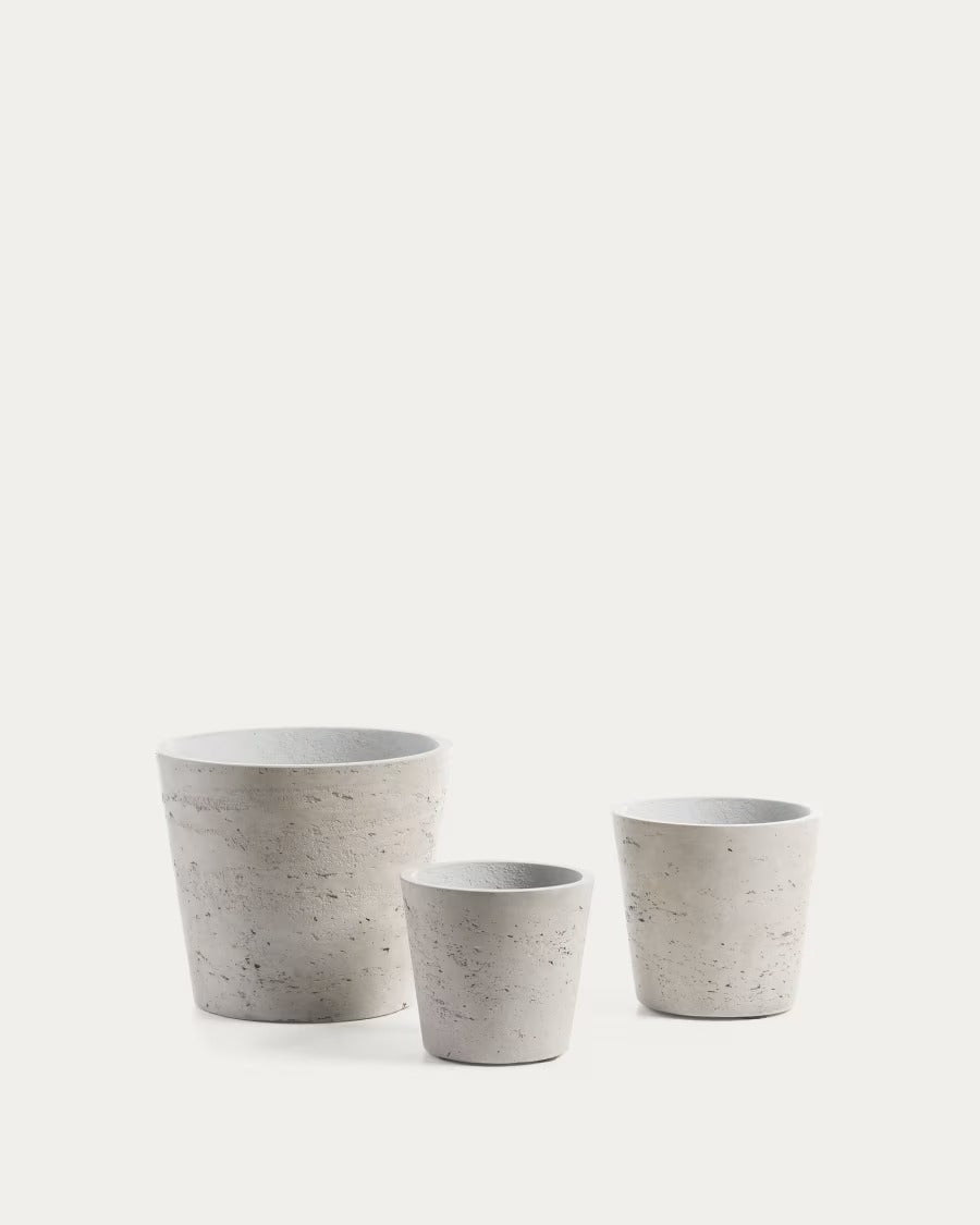 Low Set of 3 Planters Grey Ø 23,5 cm / Ø 16,5 cm / Ø 14 cm