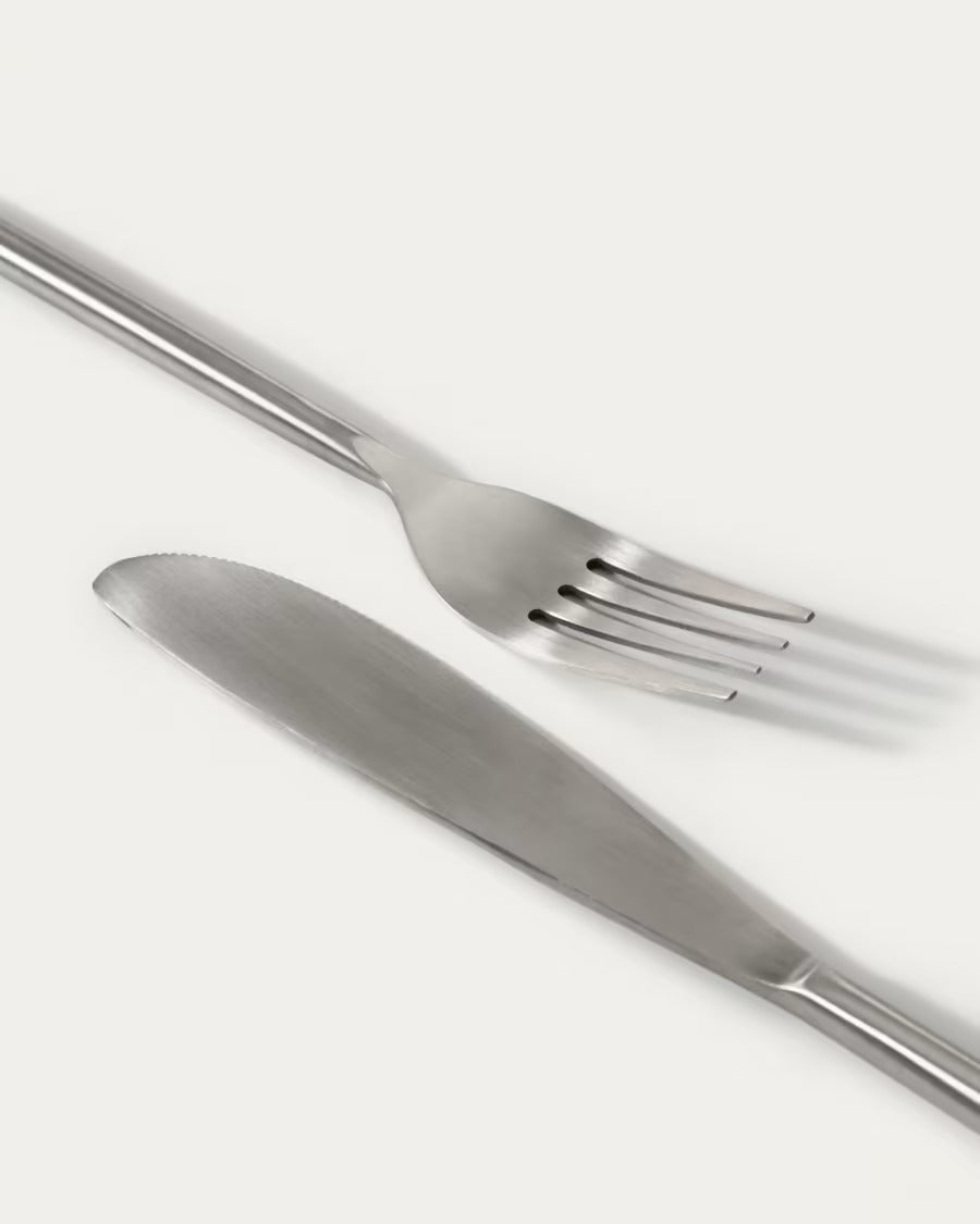 Crisps Rounded Handle 16-Piece Silvery Cutlery Set