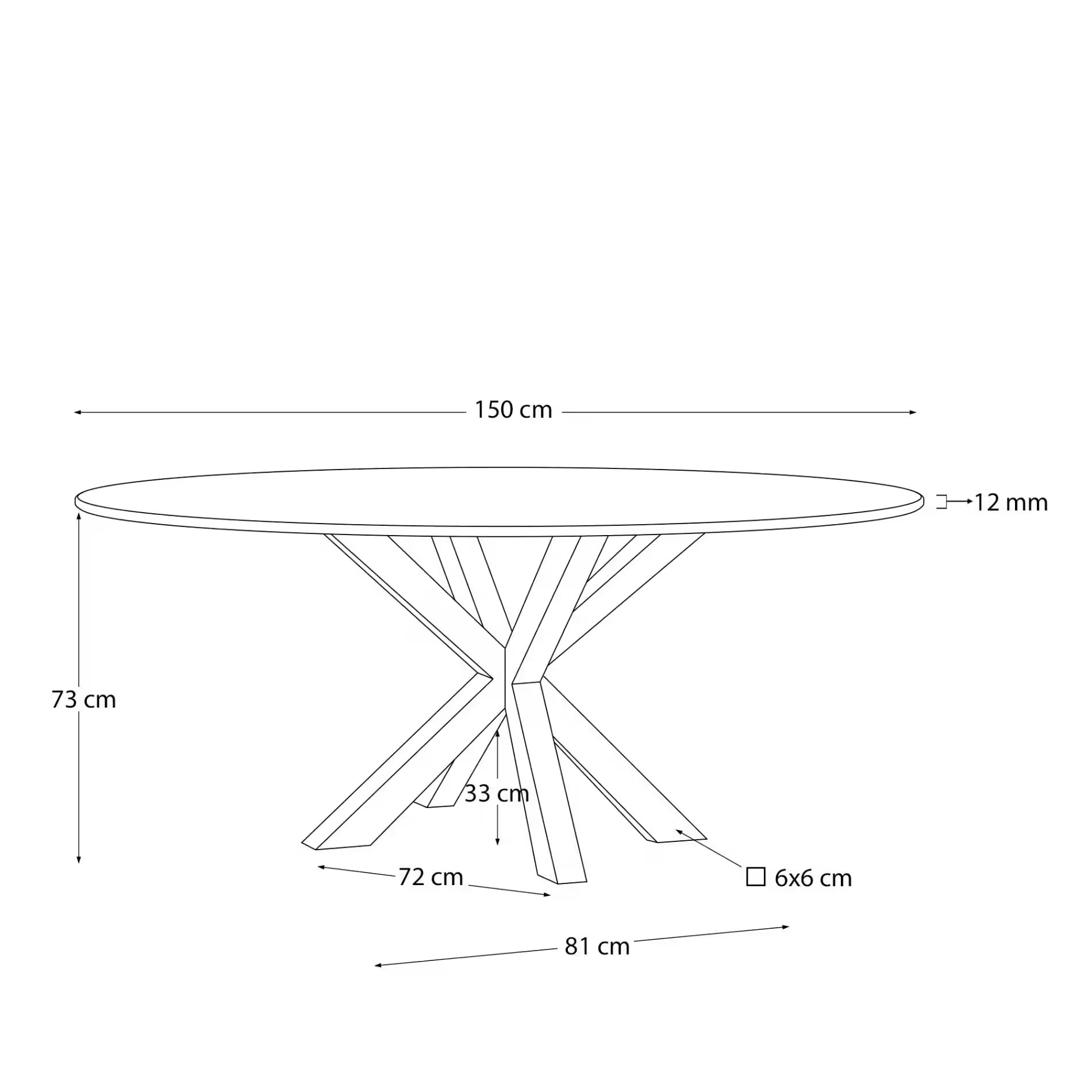 Argo round table with black glass Ø 150 cm