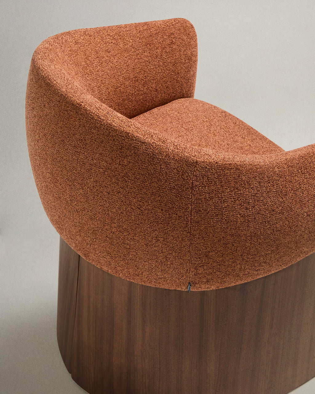 Bosca Chair in Terracotta Chenille and Walnut.