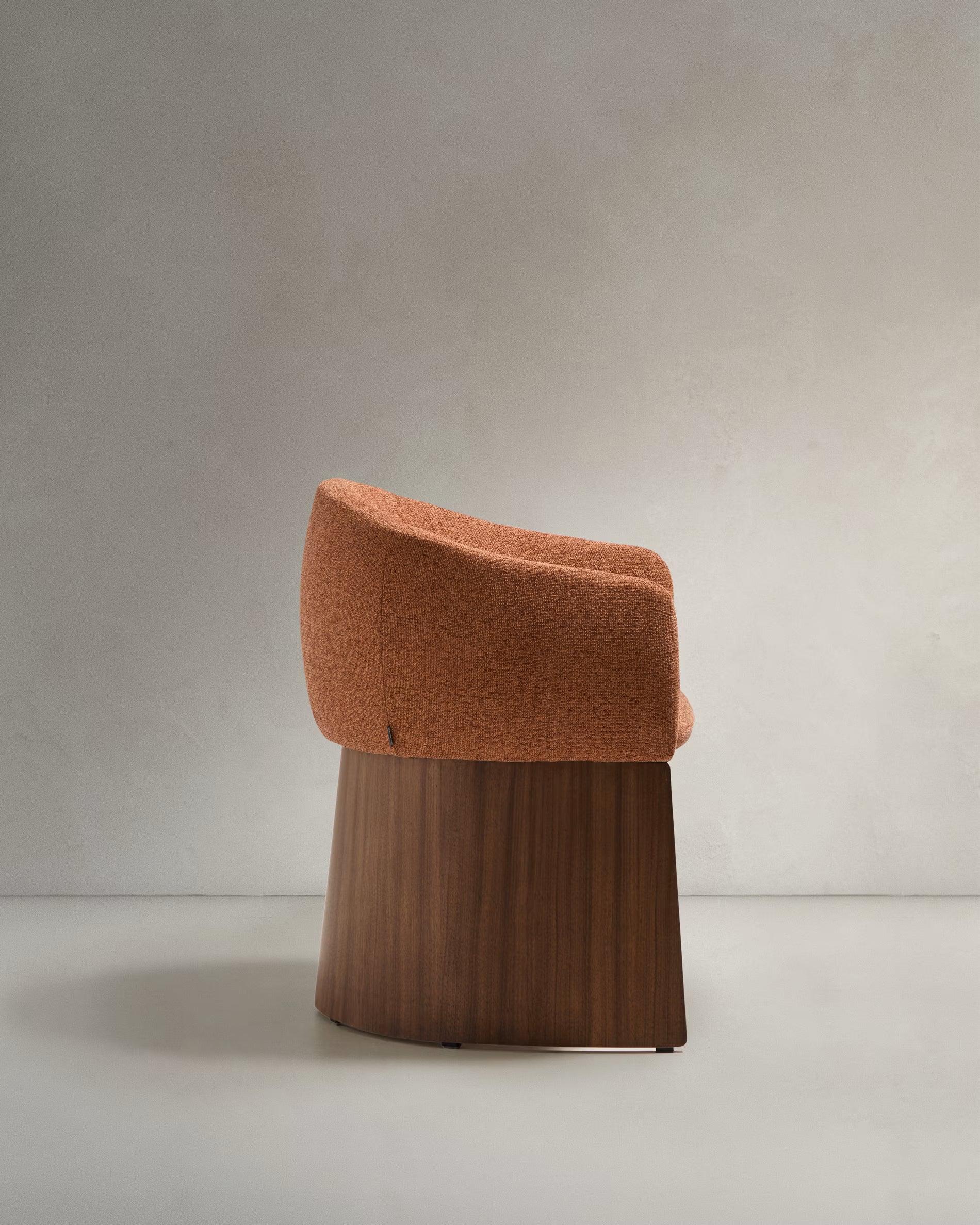 Bosca Chair in Terracotta Chenille and Walnut.