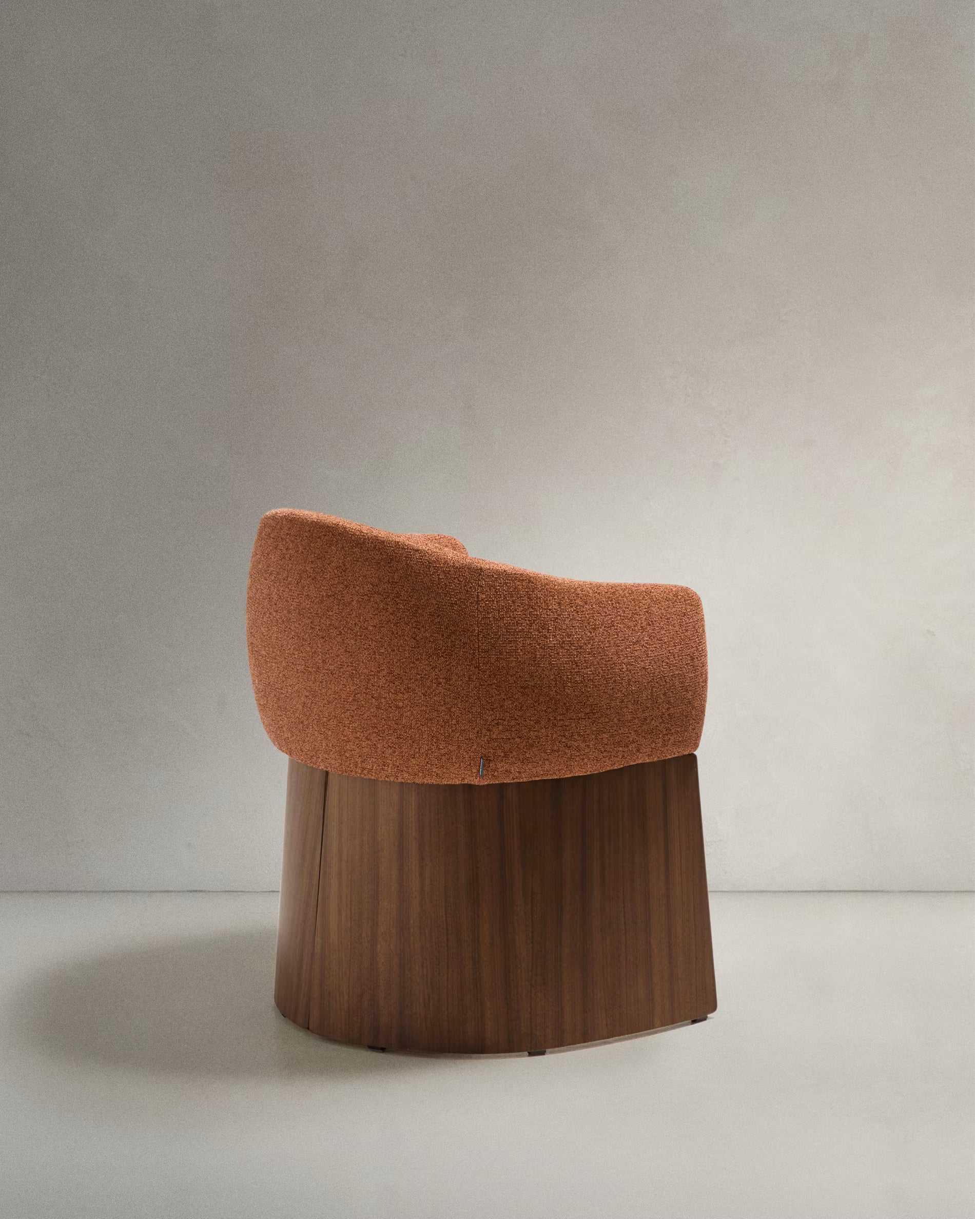 Bosca Chair in Terracotta Chenille and Walnut.