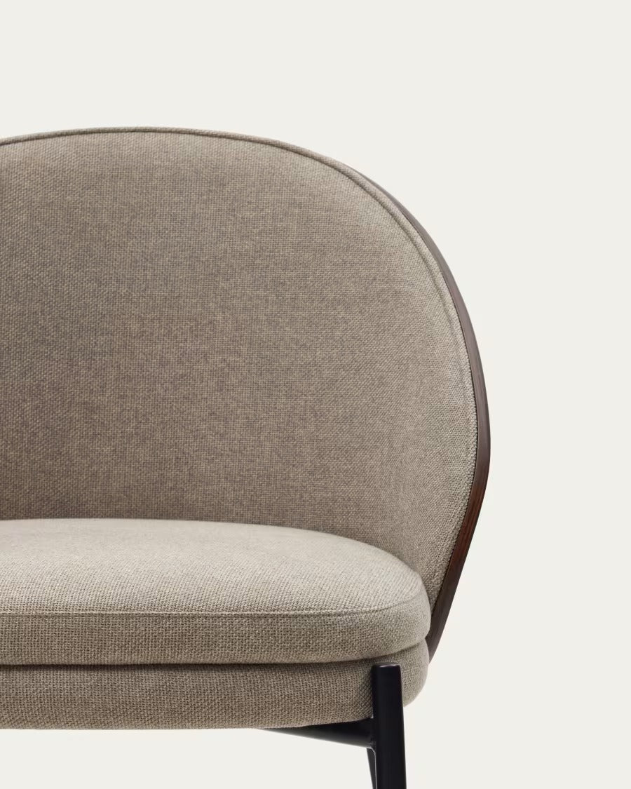 Eamy Chair Light Brown Chenille and Ash Wood Veneer