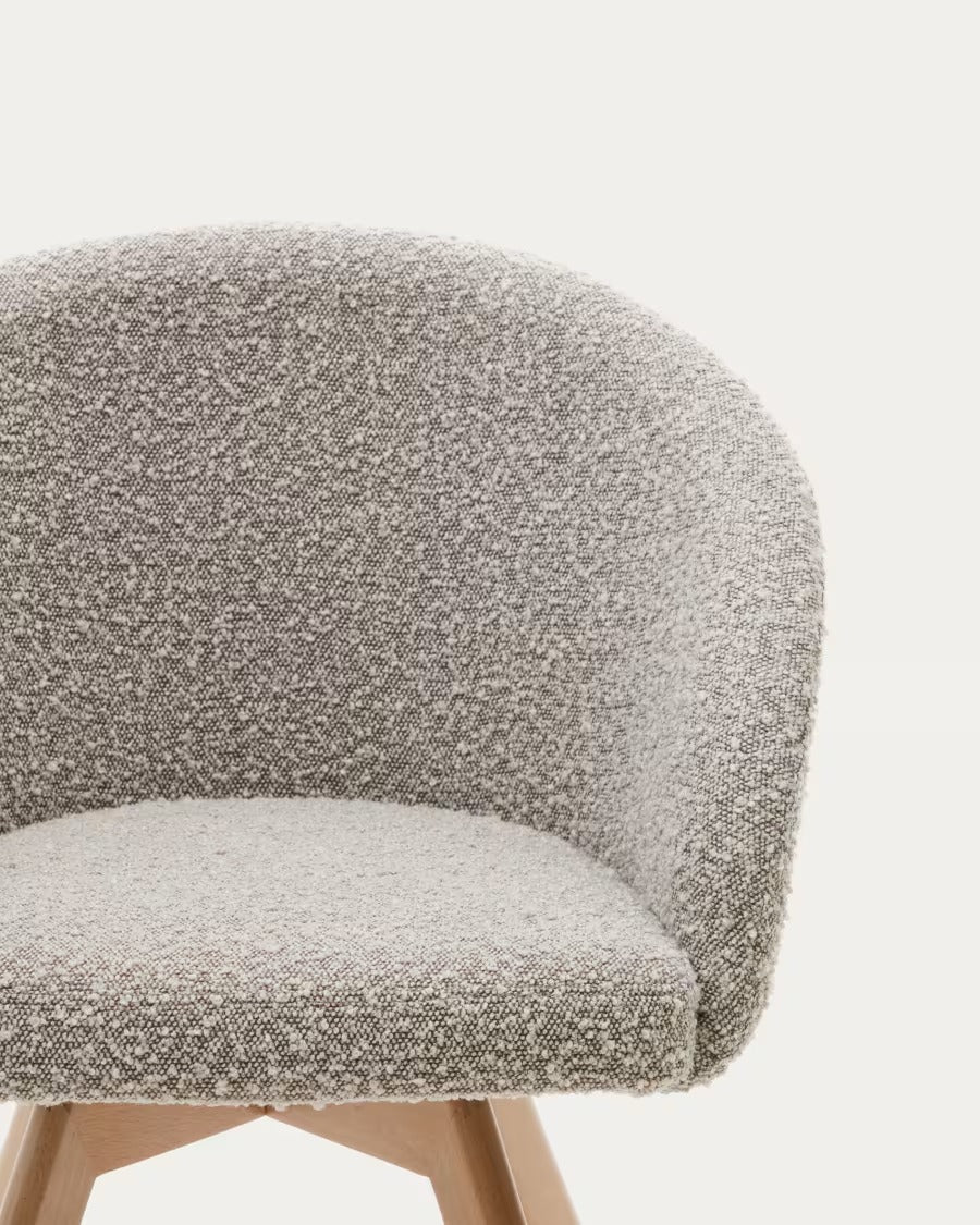 Marvin Swivel Chair with Grey Bouclé