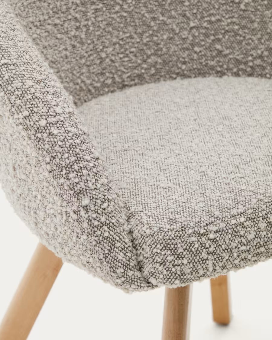 Marvin Swivel Chair with Grey Bouclé