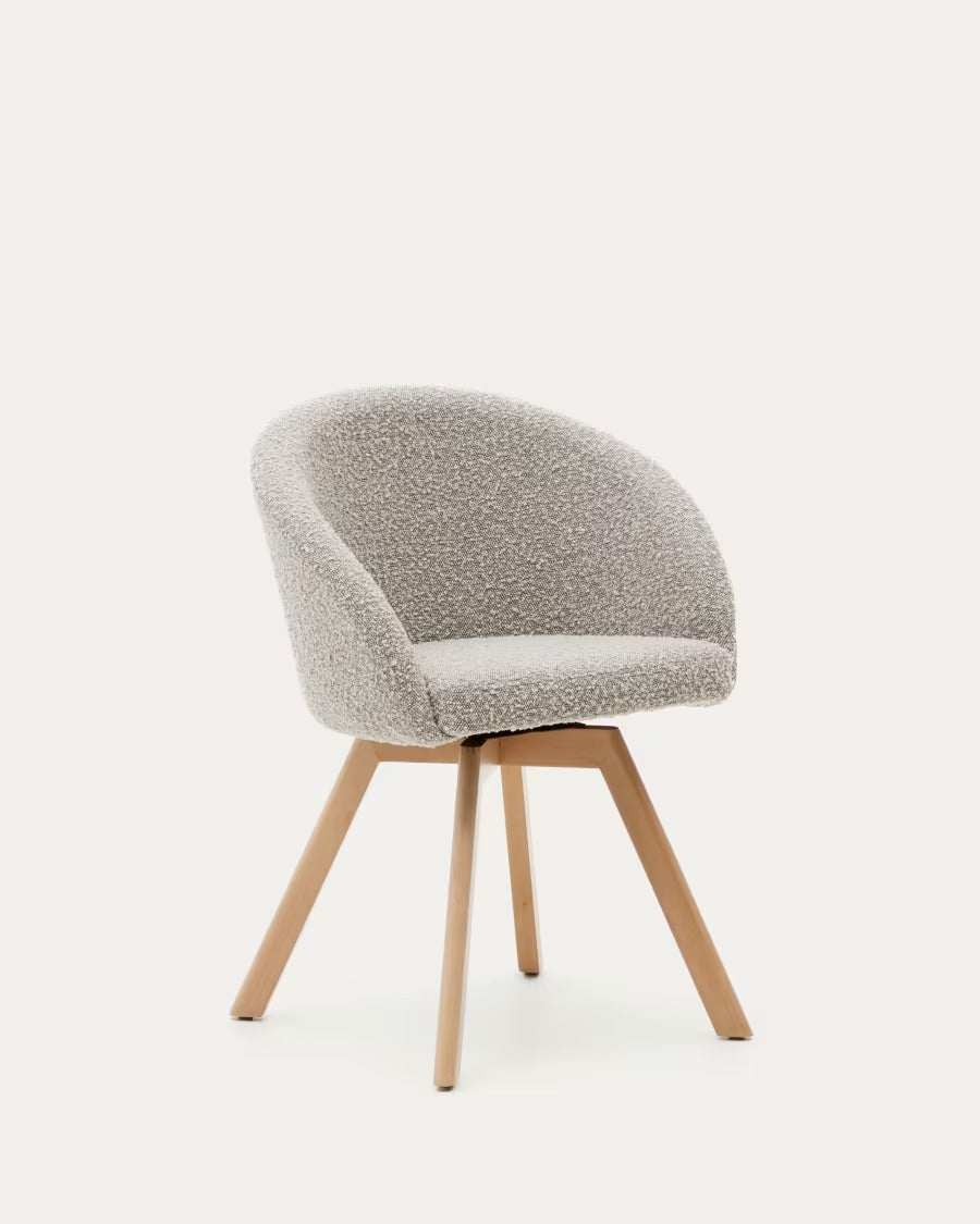 Marvin Swivel Chair with Grey Bouclé