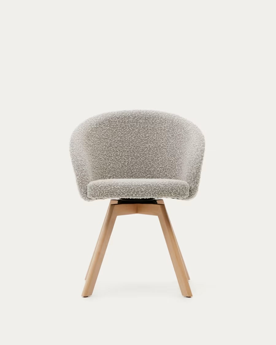 Marvin Swivel Chair with Grey Bouclé