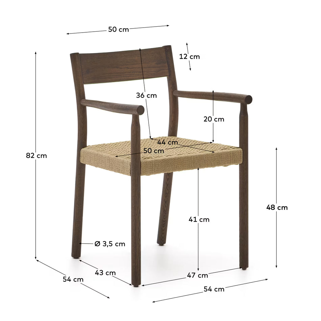Yalia Chair in Solid Oak with Walnut Finish