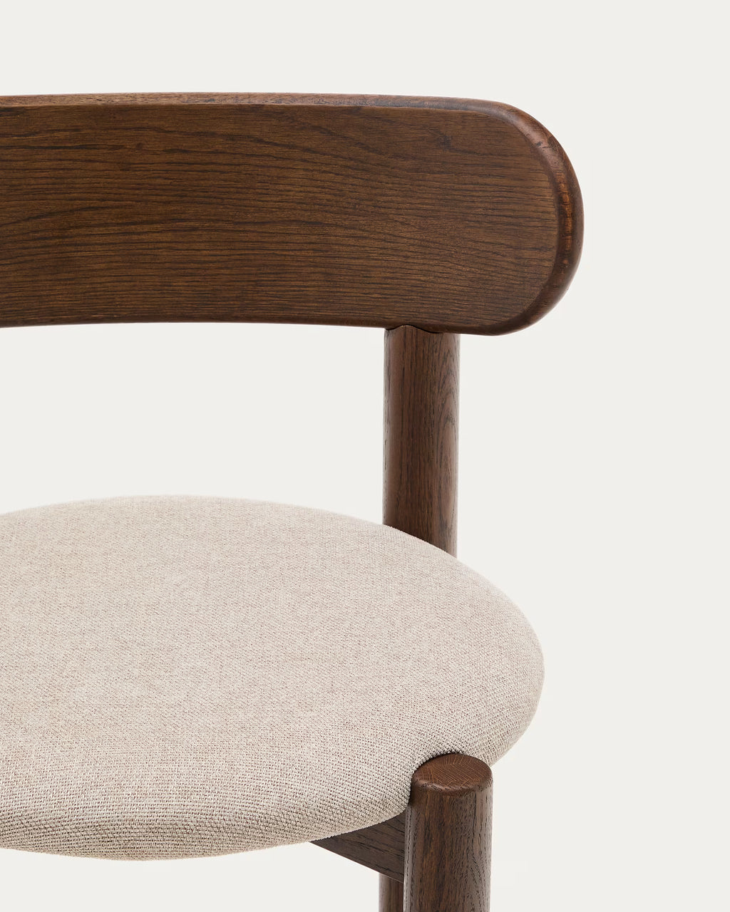 Nebai chair in brown chenille with a solid oak wood and walnut finish
