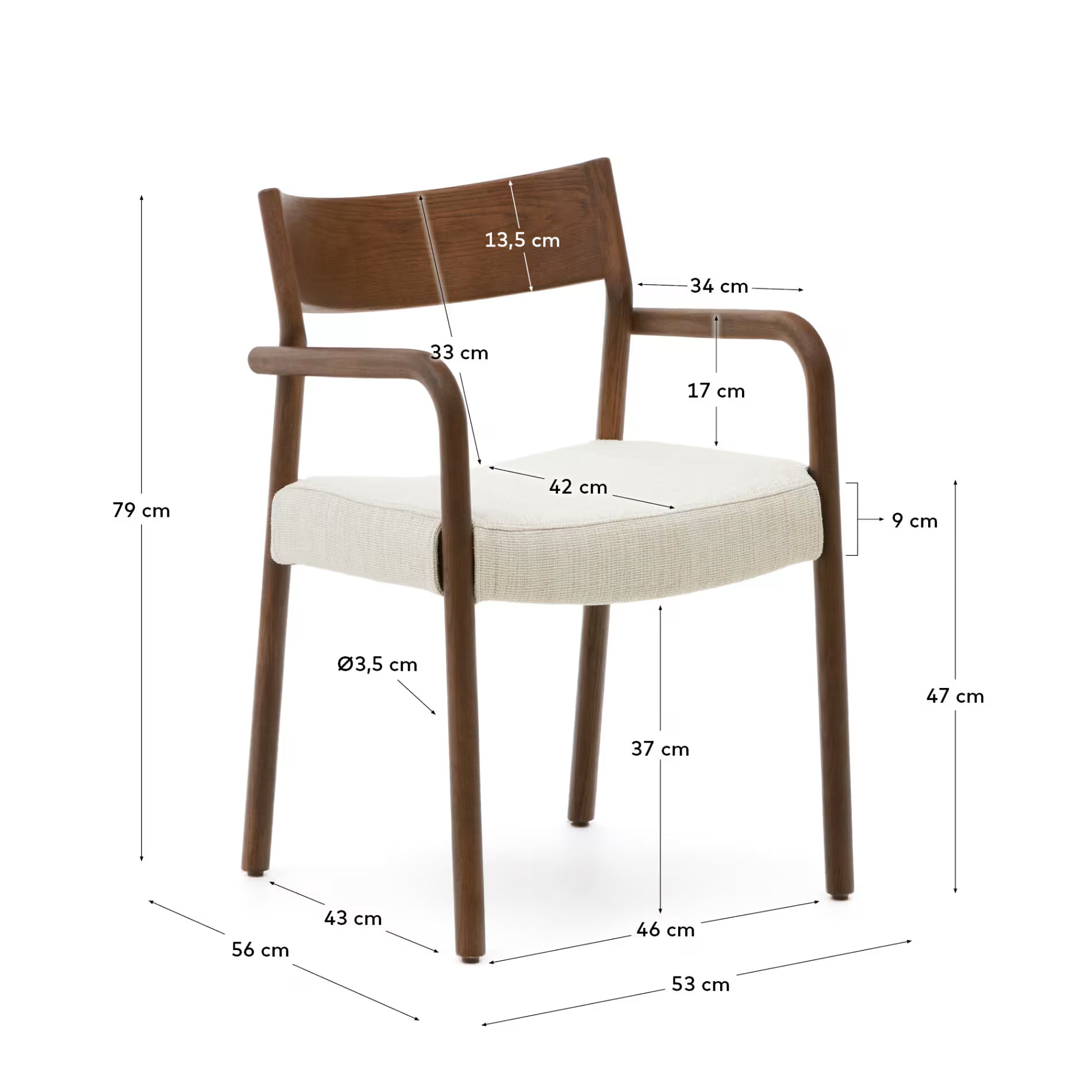 Falconera Chair in Walnut Finish.