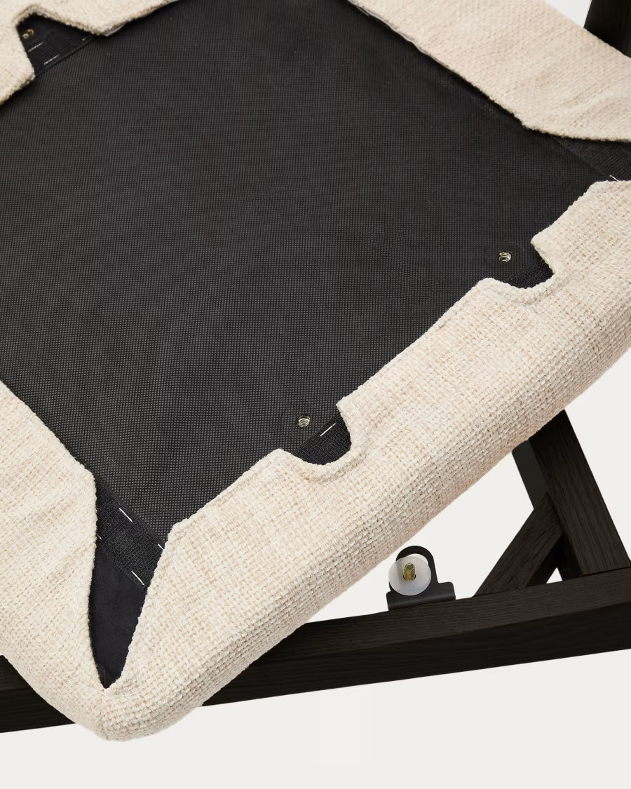 Alocs chair removable cover in beige chenille solid oak wood black finish