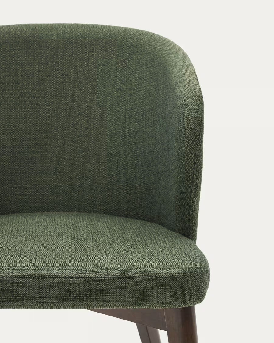 Darice Chair in Green Chenille and Solid Beech Wood