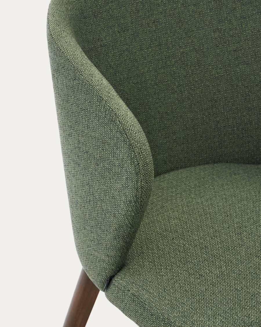 Darice Chair in Green Chenille and Solid Beech Wood