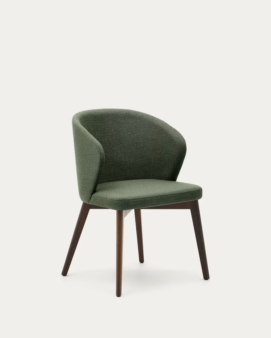 Darice Chair in Green Chenille and Solid Beech Wood
