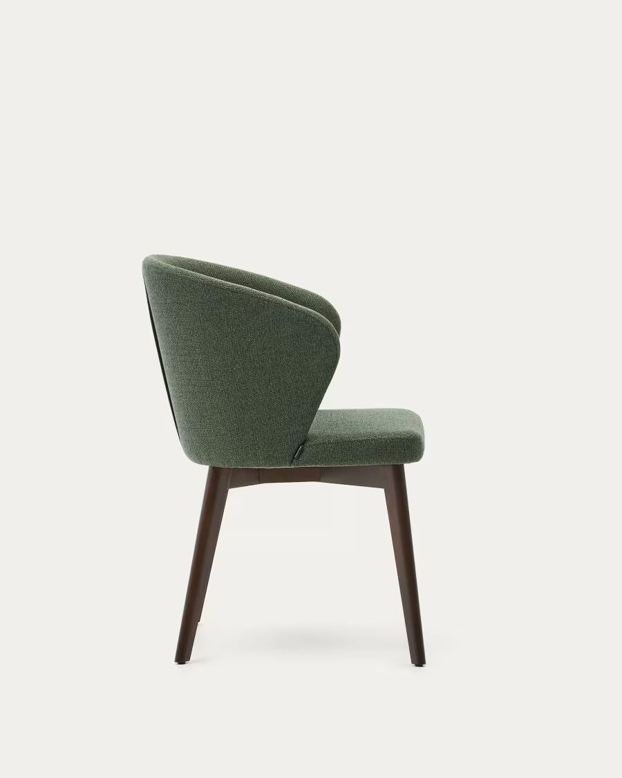 Darice Chair in Green Chenille and Solid Beech Wood