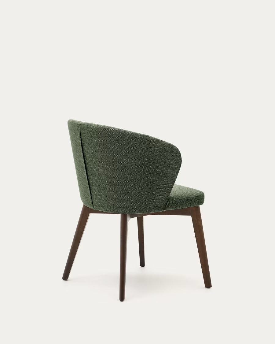 Darice Chair in Green Chenille and Solid Beech Wood