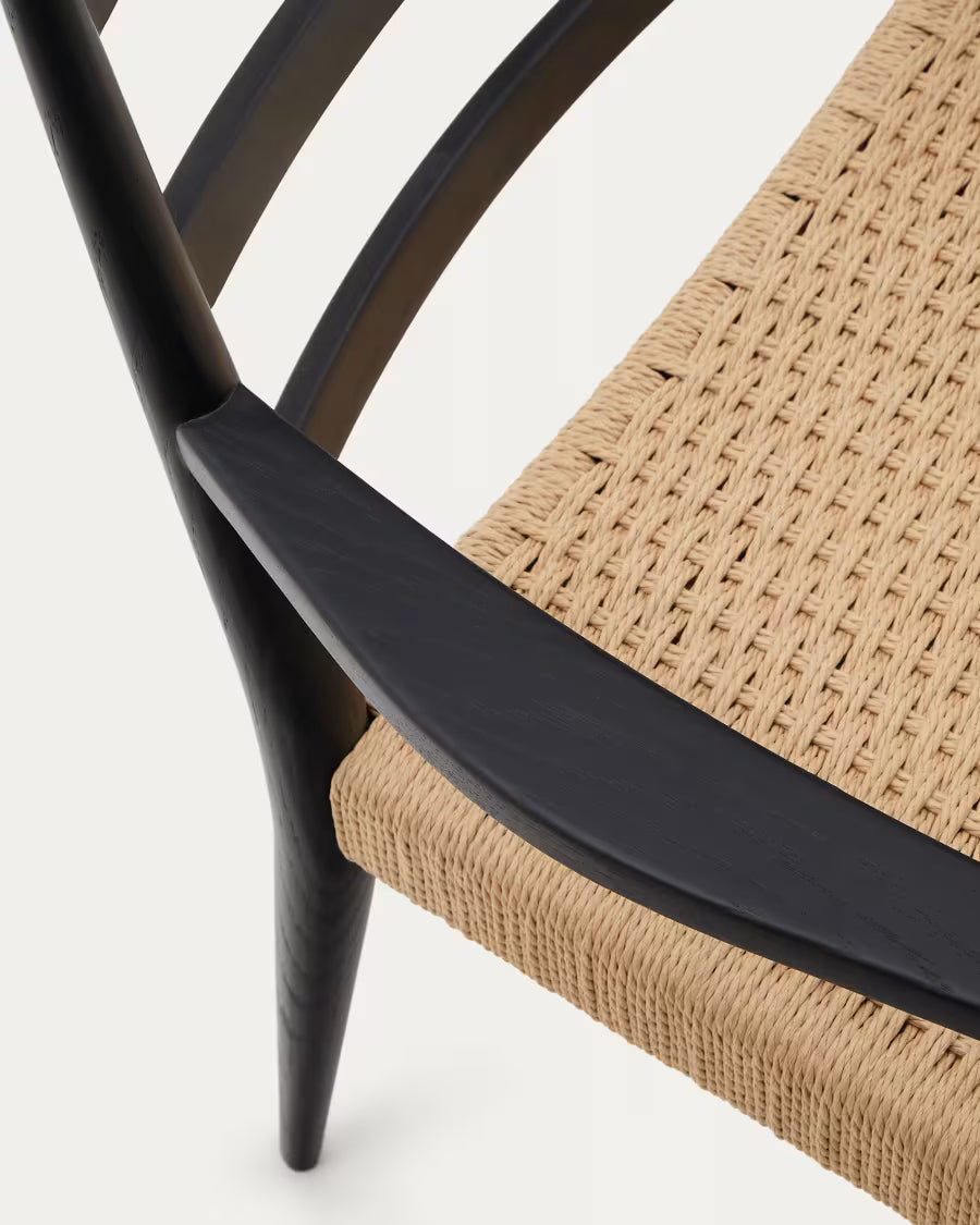 Analy Chair with Armrests in Black Finish.