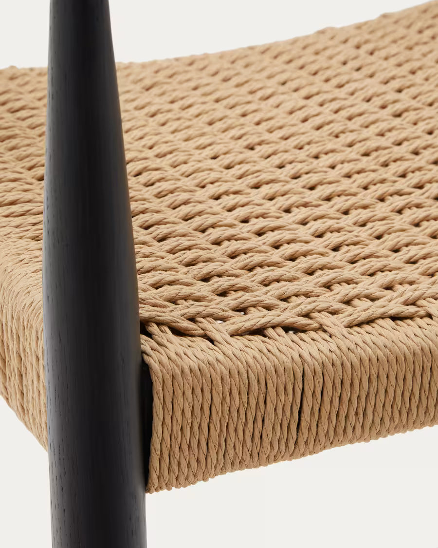 Analy Chair with Armrests in Black Finish.