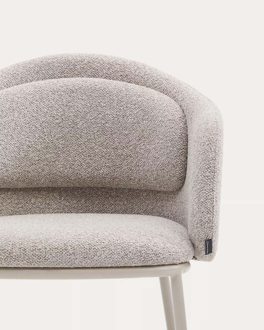 Idaira chair in thick beige chenille and steel legs in a beige finish