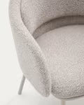 Idaira chair in thick beige chenille and steel legs in a beige finish